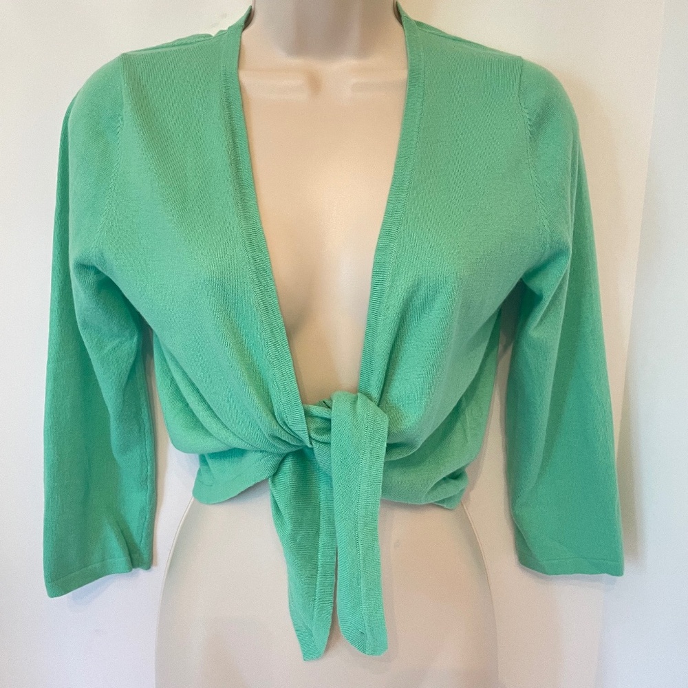 Boden Tie Front Cardi Spearmint Green 4 Cotton Silk